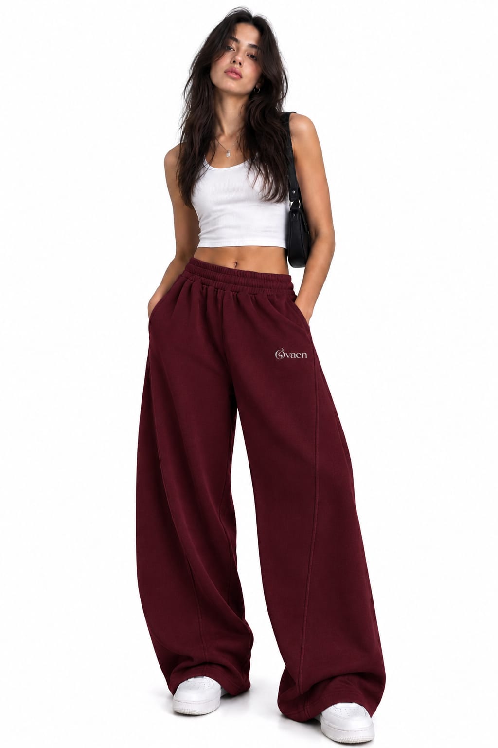BURGUNDY BALLOON FIT SWEATPANTS — UNISEX
