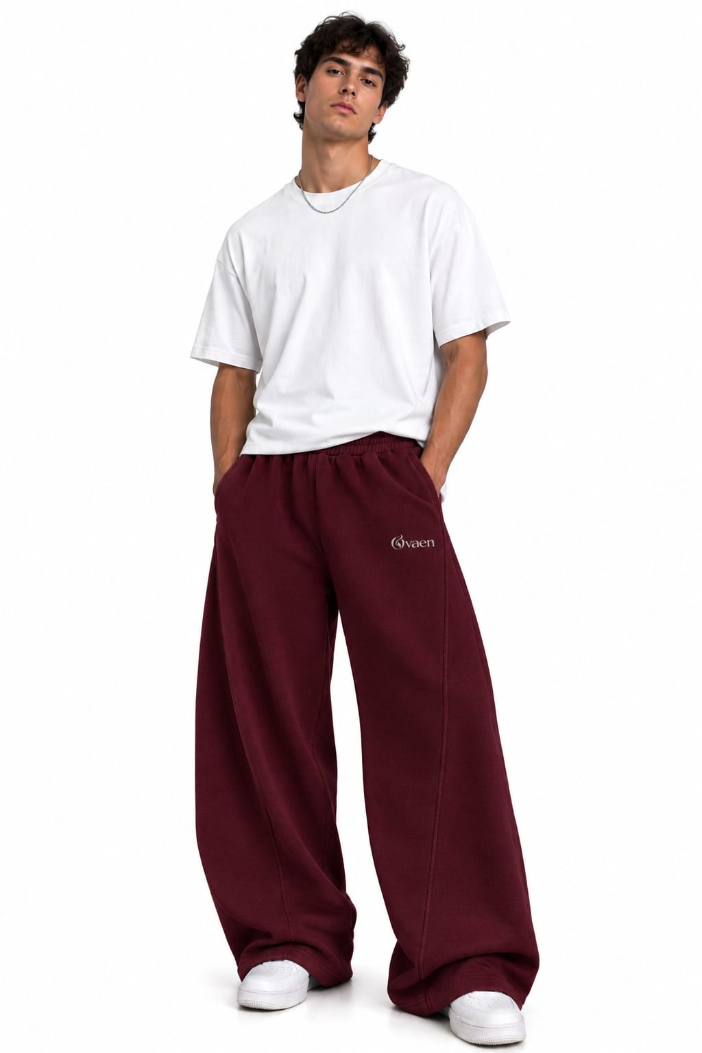 BURGUNDY BALLOON FIT SWEATPANTS — UNISEX