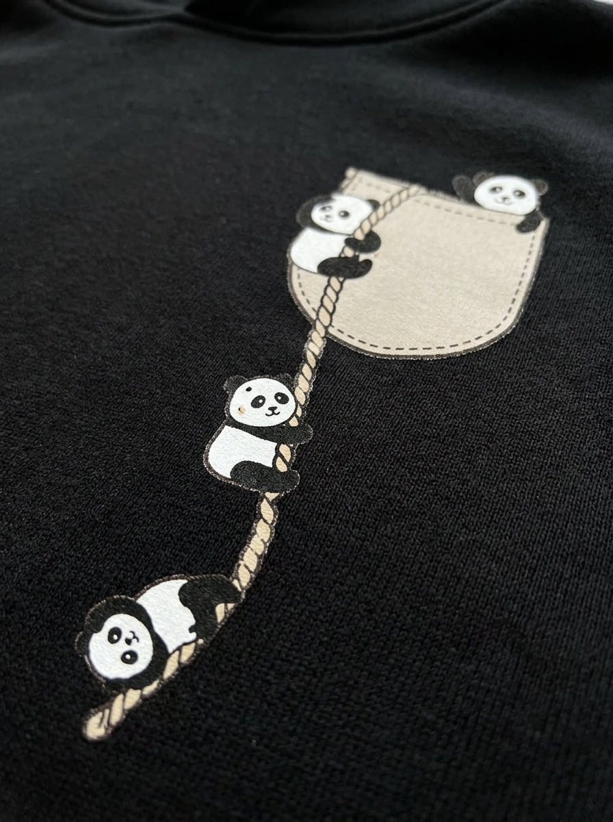 Panda Climb Black Hoodie