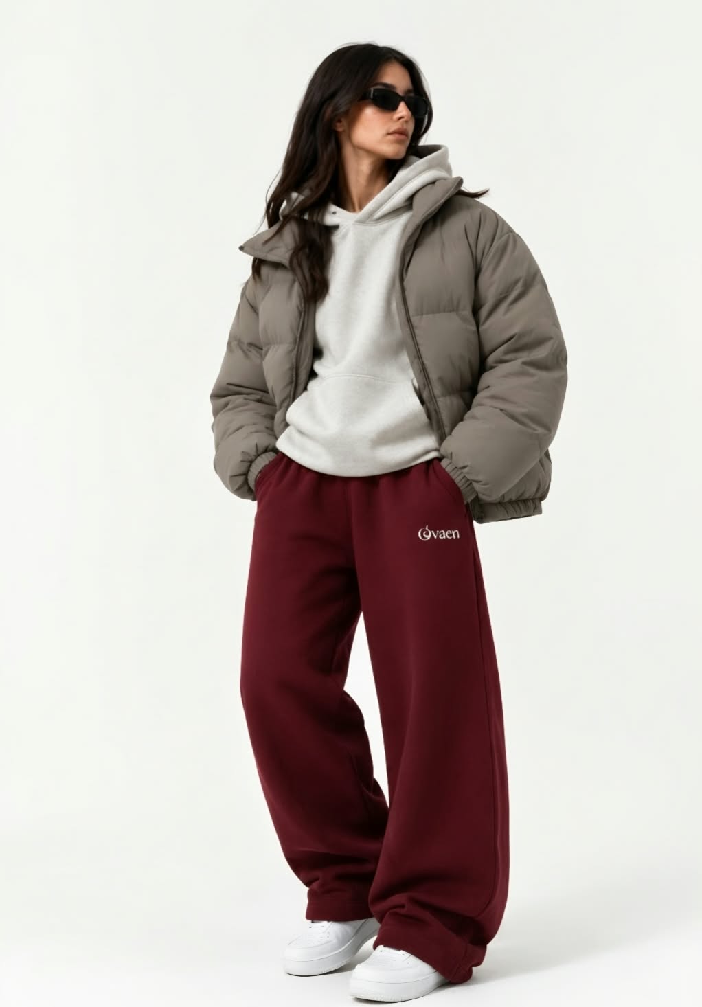 Burgundy Wide-Leg Sweatpant - W