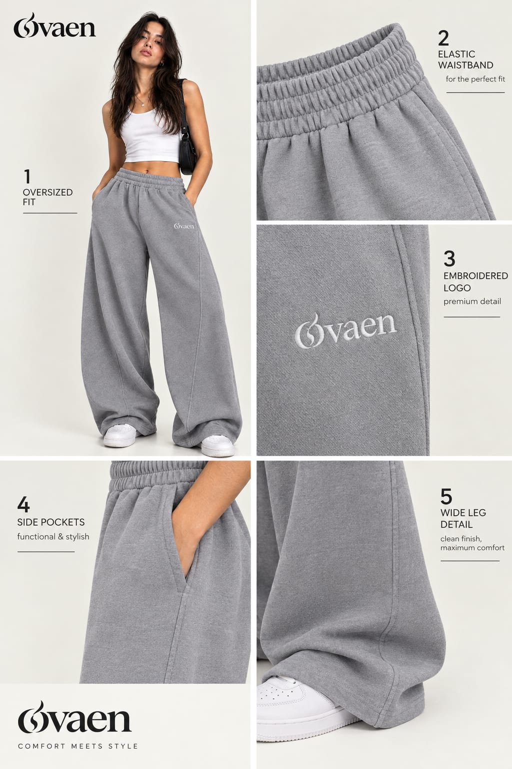 OVAEN CLOUD GREY BALLOON FIT SWEATPANTS W