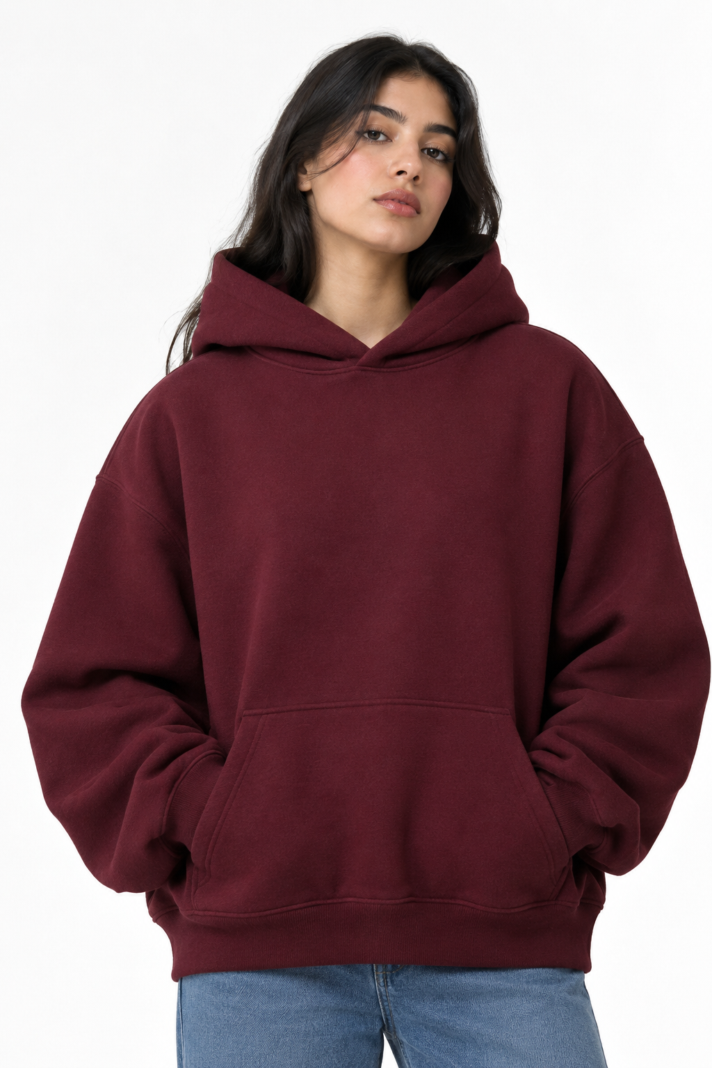 Burgundy Oversized Hoodie - W