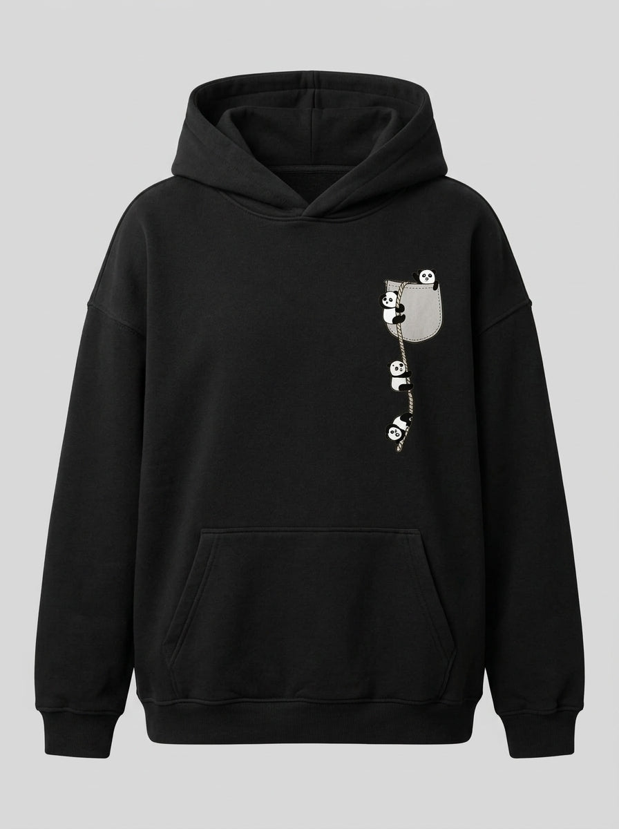 Panda Climb Black Hoodie