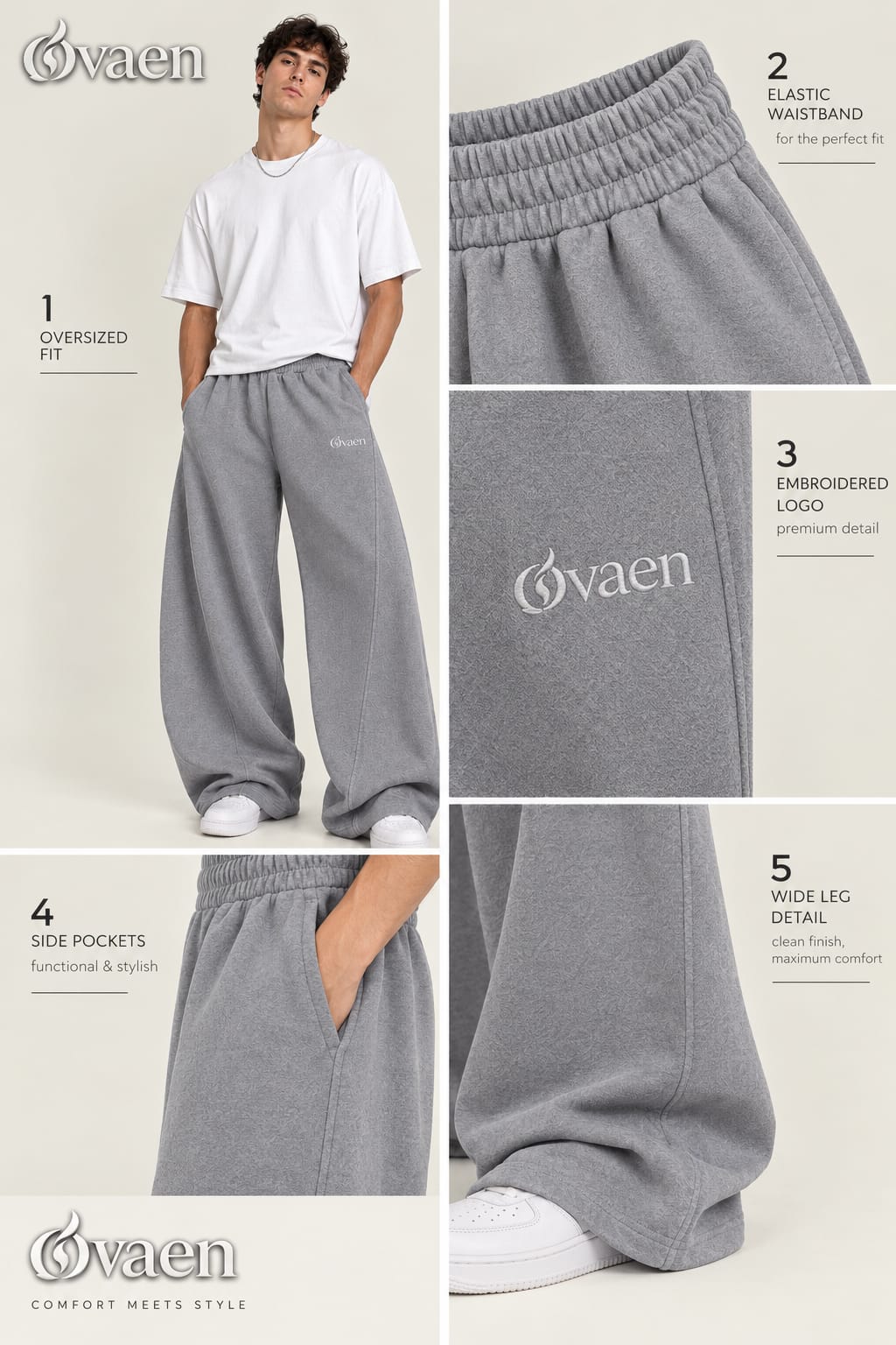 OVAEN CLOUD GREY BALLOON FIT SWEATPANTS