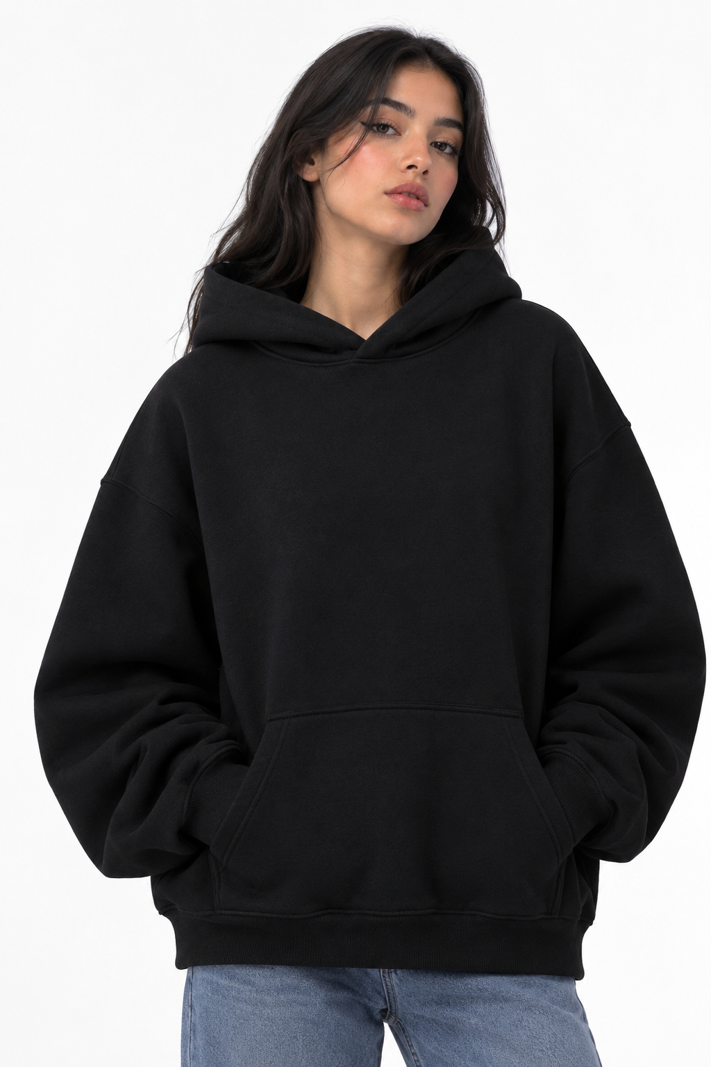 Black Oversized Hoodie - W