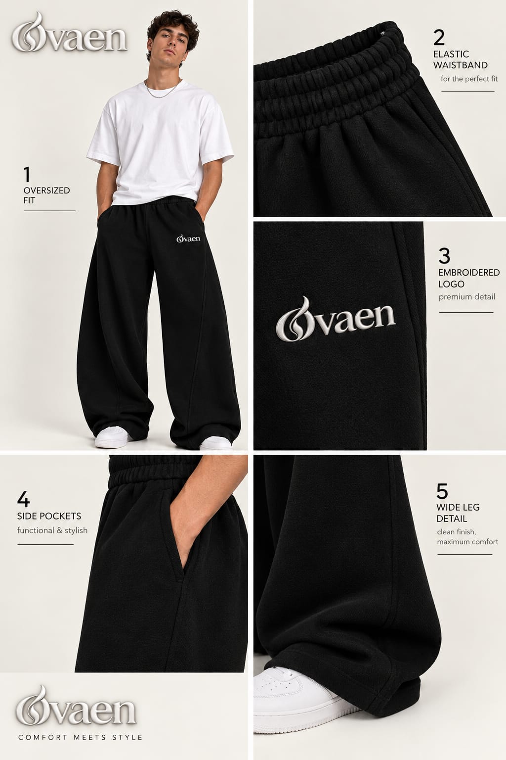 Balloon Fit Sweatpants – Black