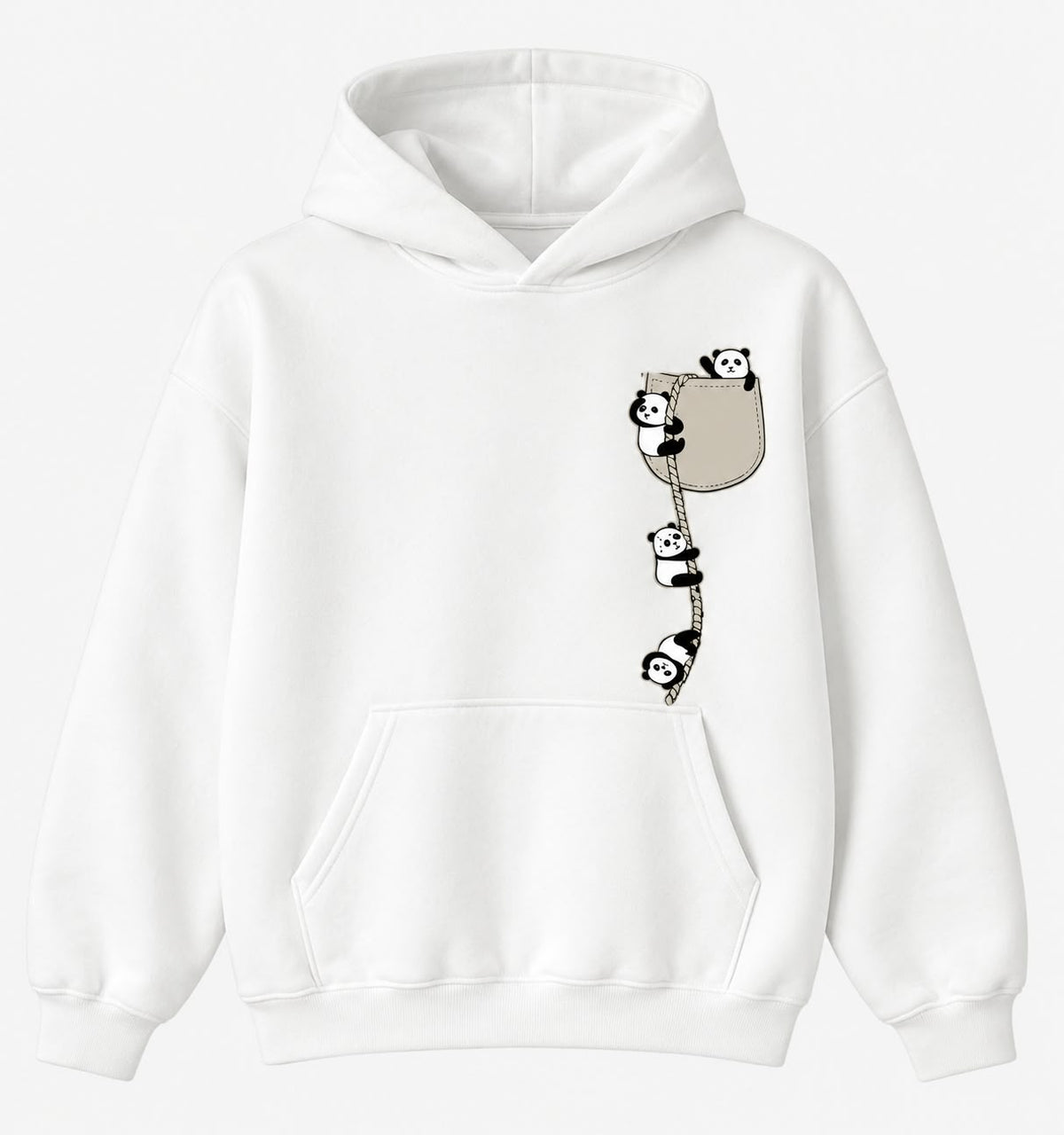 Panda Climb White Hoodie