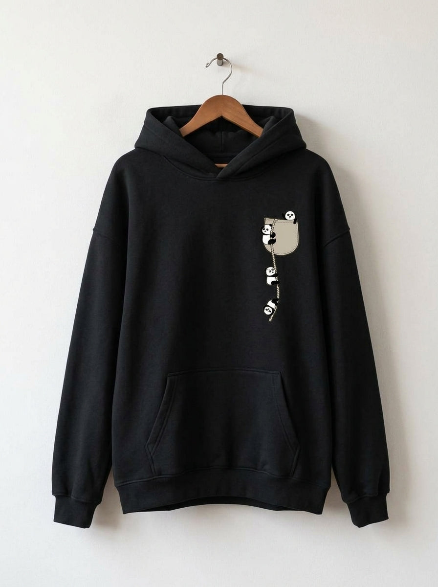 Panda Climb Black Hoodie