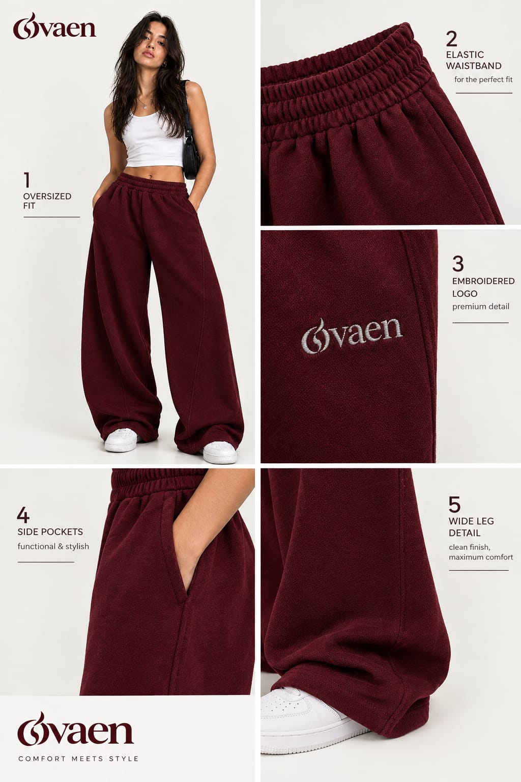 BURGUNDY BALLOON FIT SWEATPANTS — UNISEX