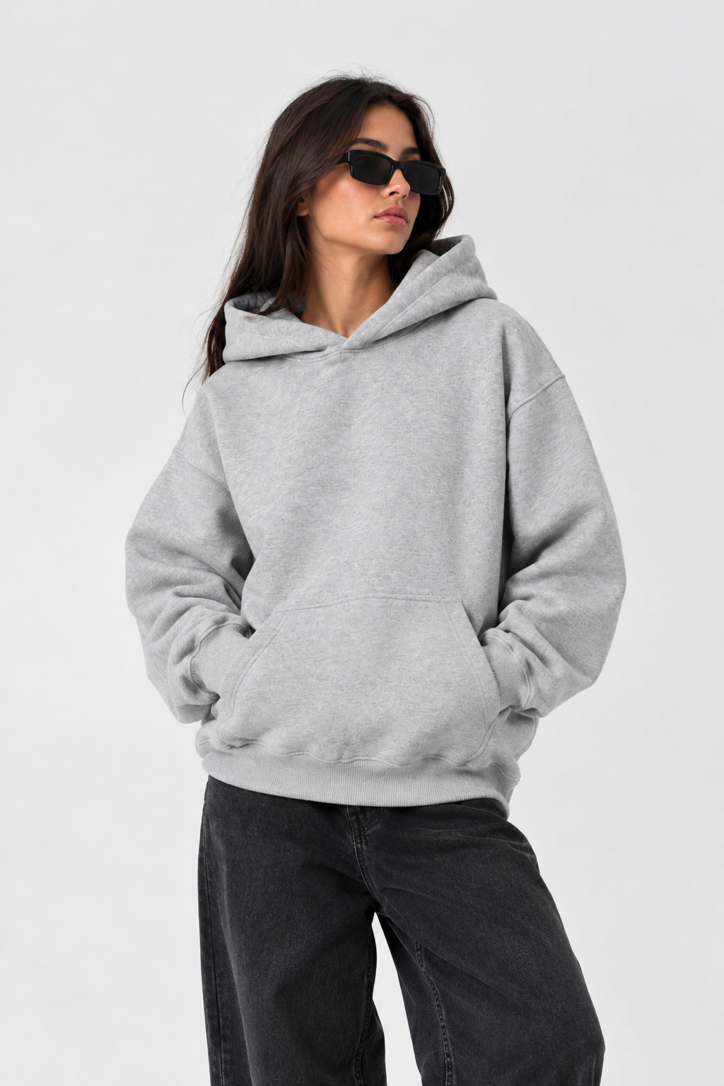 Light Grey Oversized Hoodie -W